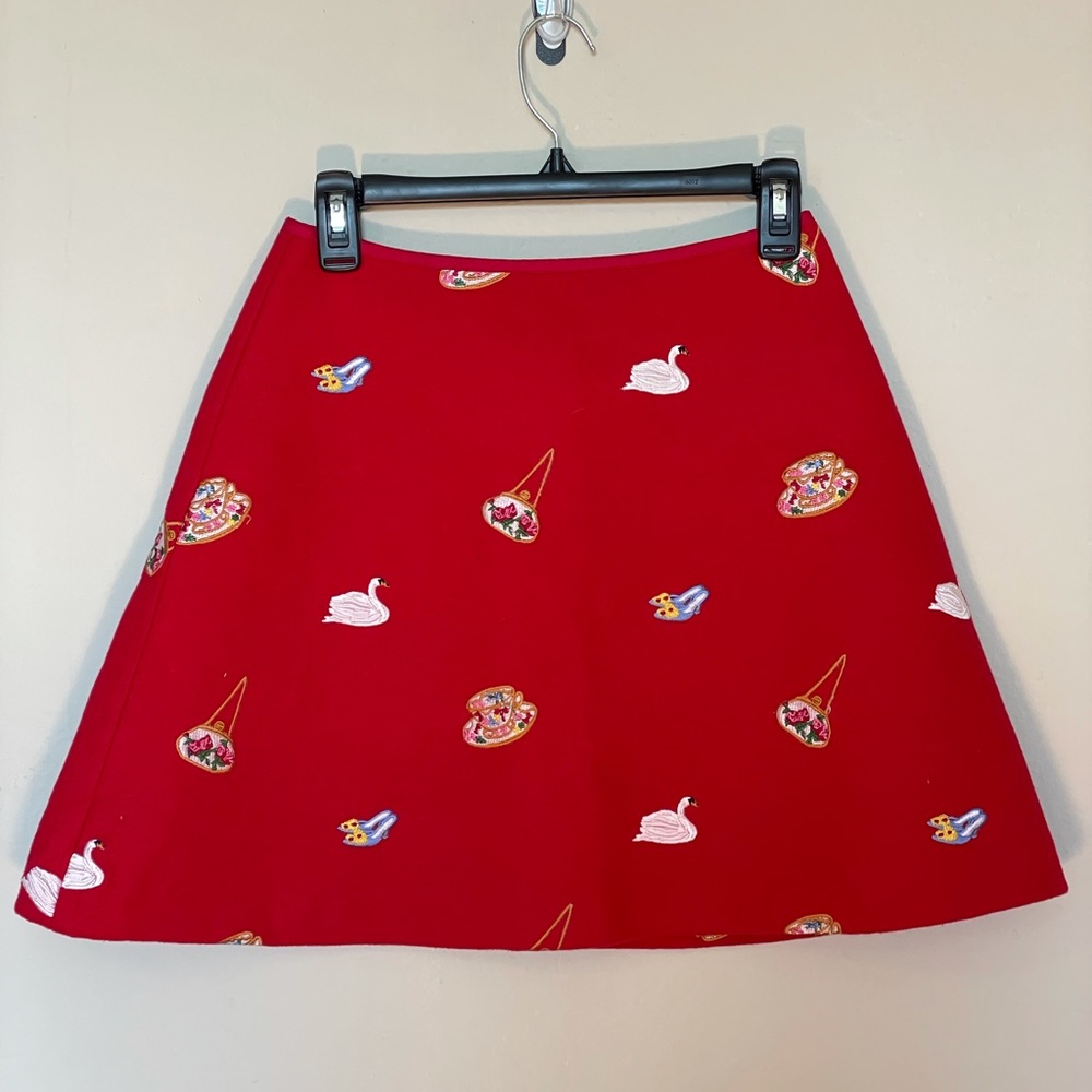 Red Embroidered Skirt: Romantic Tea Party